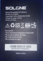Solone (SL-SLIM50) 2000mAh Li-polymer оригинал, акб solone sl-slim50, батарея Solone SL-SLIM50, аккумулятор Solone SL-SLIM50